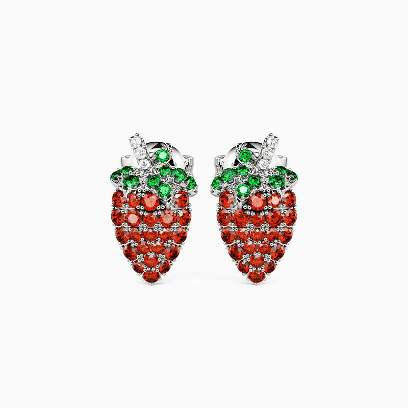 "Sweet Strawberries" Round Cut Stud Earrings