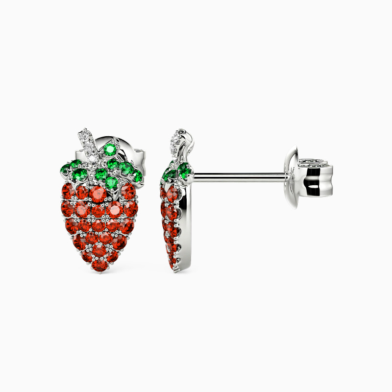 "Sweet Strawberries" Round Cut Stud Earrings