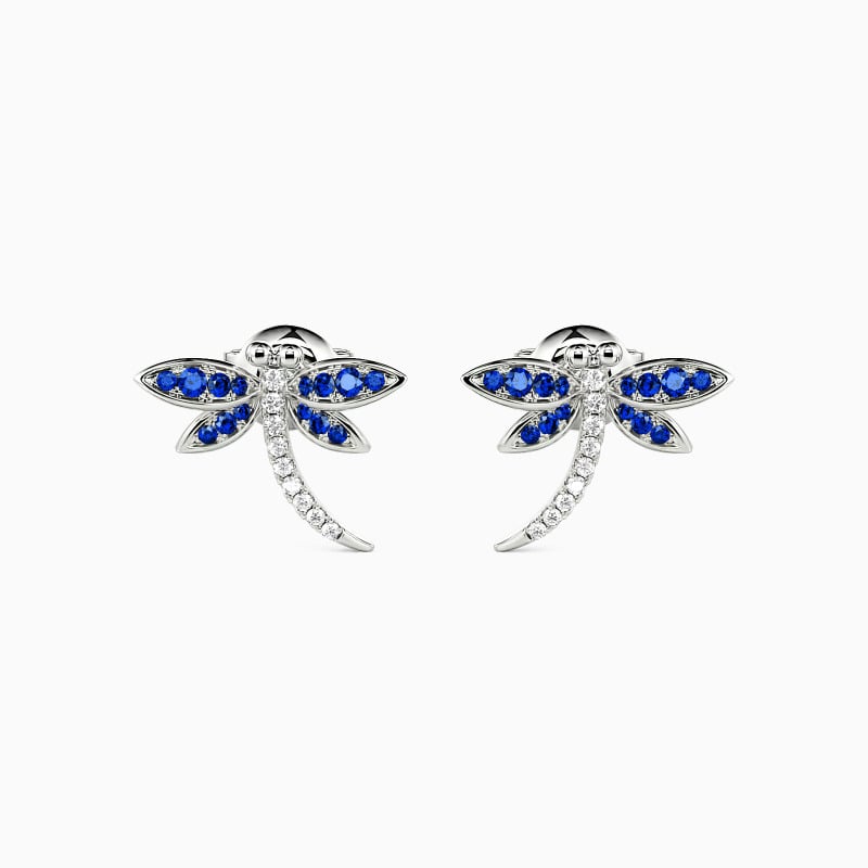 "Dragonfly Playing In The Water" Round Cut Stud Earrings