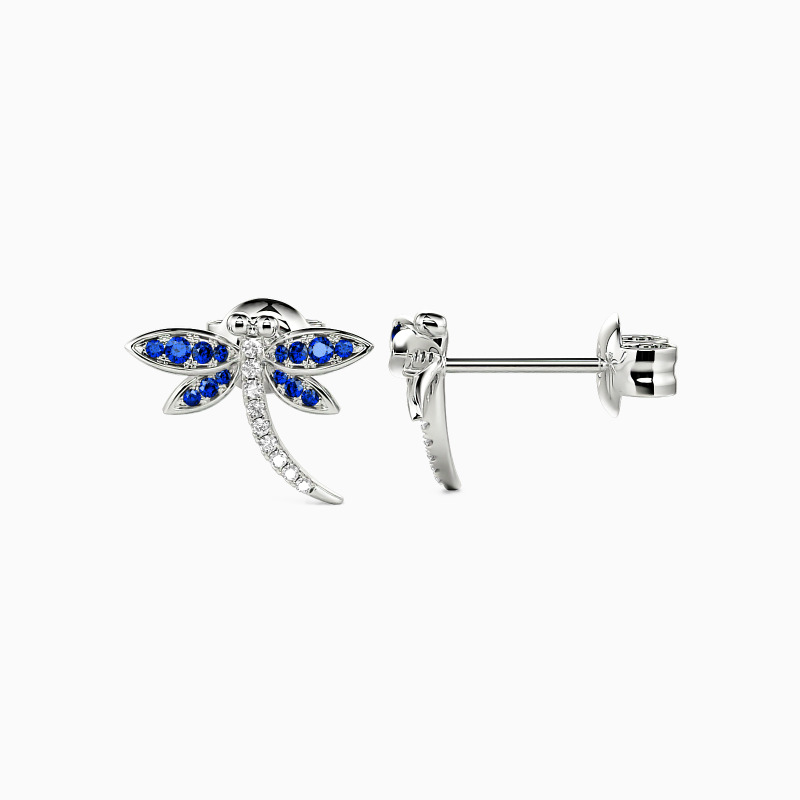 "Dragonfly Playing In The Water" Round Cut Stud Earrings