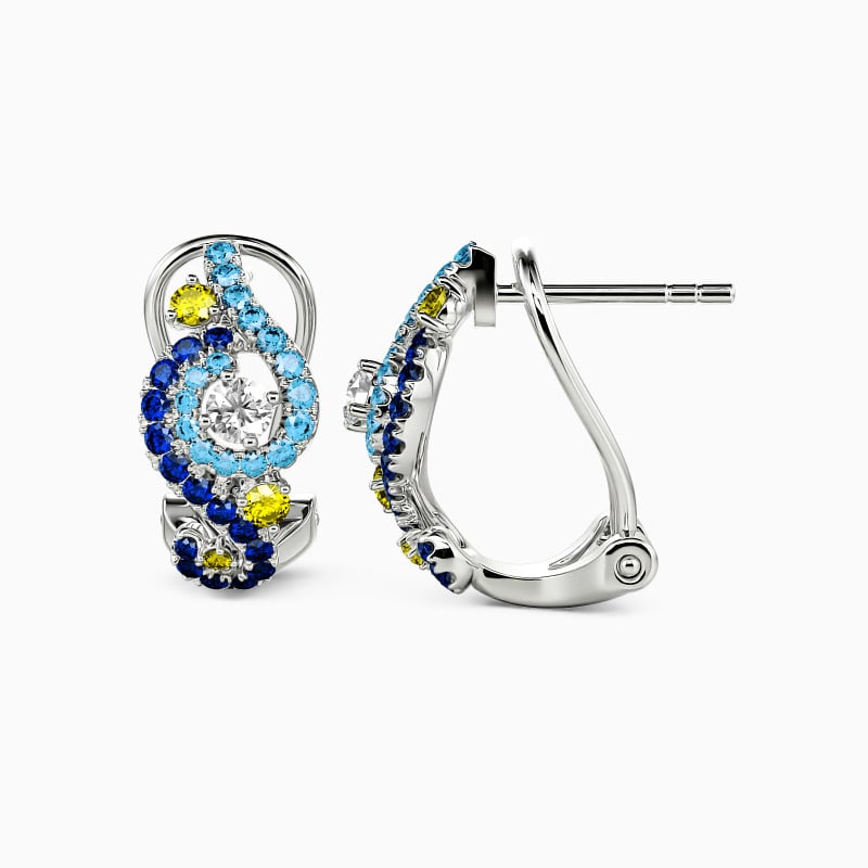 "The Starry Night" Round Cut Hoop Earrings
