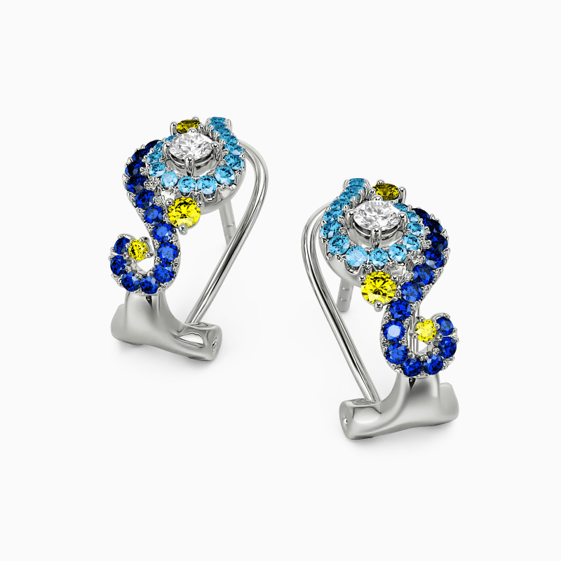 "The Starry Night" Round Cut Hoop Earrings