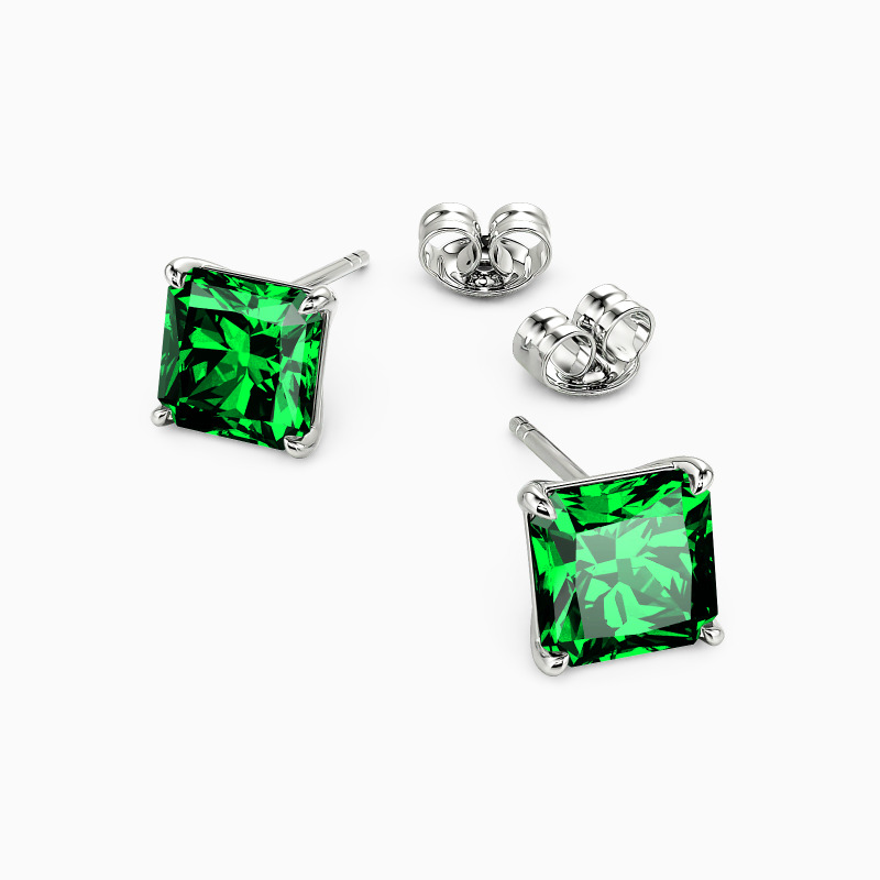 "Wiedergeburt" 2,4ct Radiant-Steckerohrringe