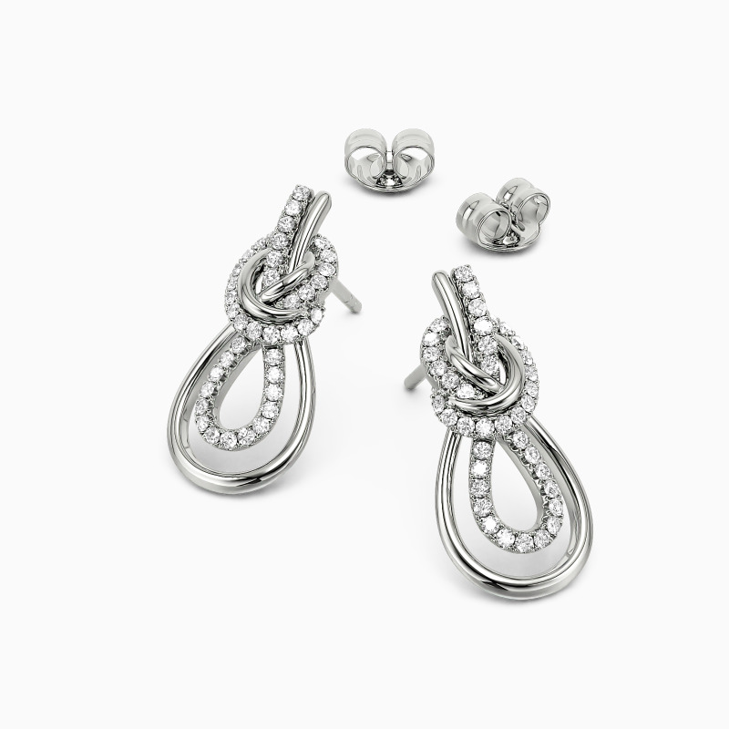 "Pour Toujours" Boucles d'Oreilles Tombantes Taille Ronde