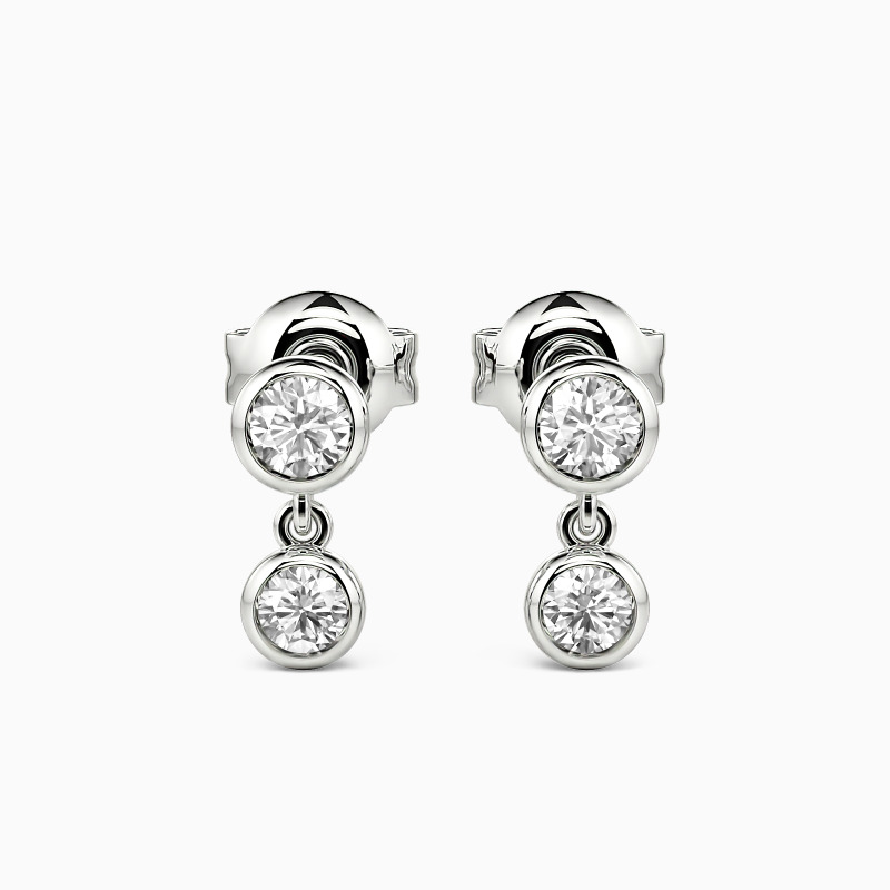 "Promise" Round Cut Station Drop Earrings