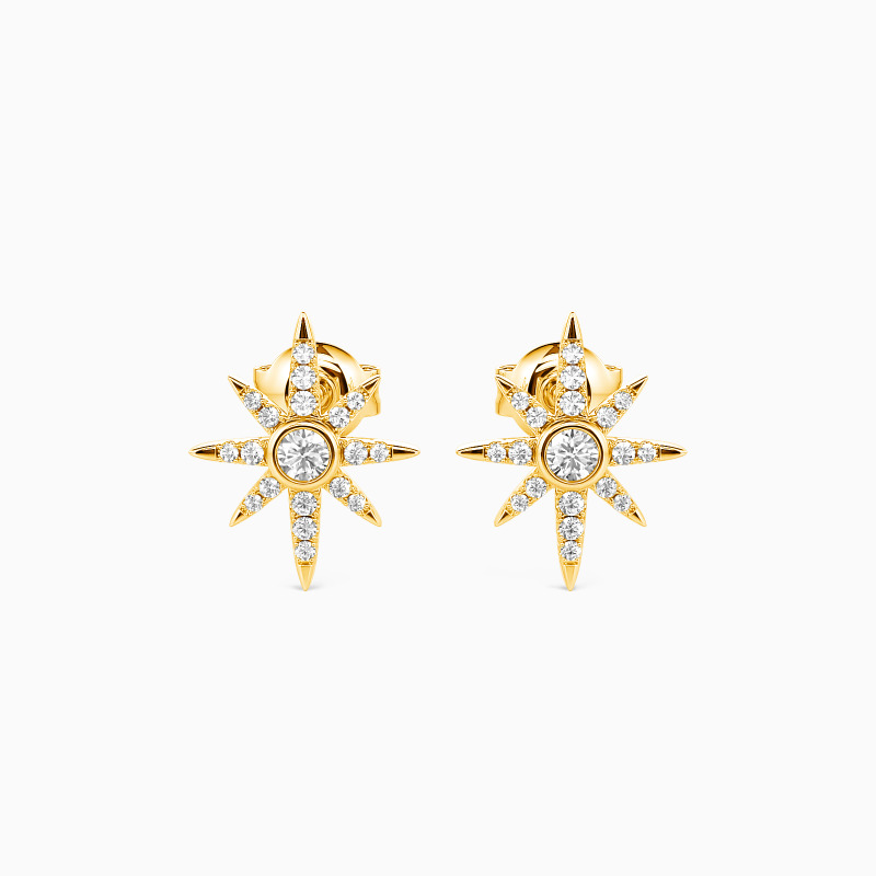 "Celestial Treasure" Round Cut Stud Earrings