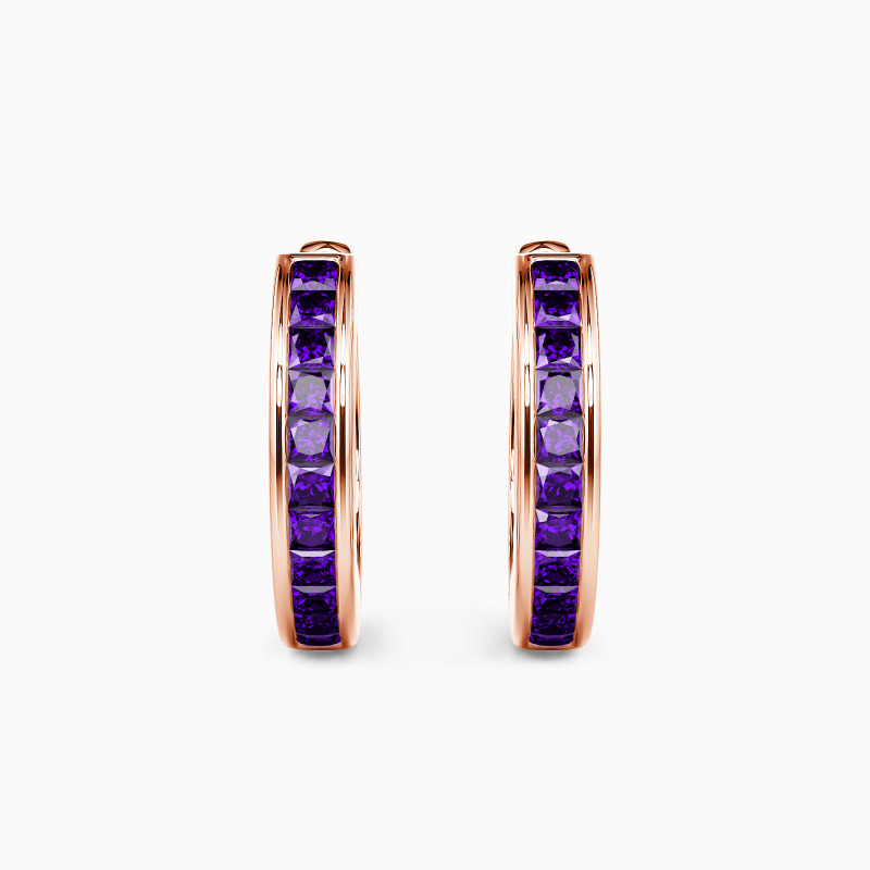 "Circle of Life" Princess Cut Hoop Earrings