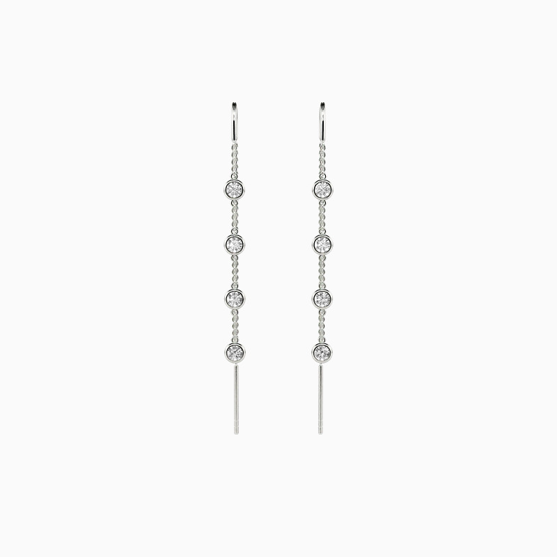 "Take Me As I Am" Round Cut Threader Earrings