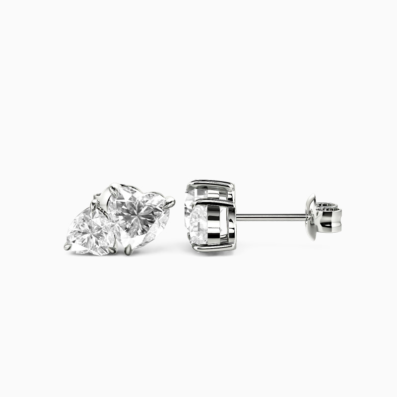 "Better Half" Heart Cut Toi Et Moi Stud Earrings
