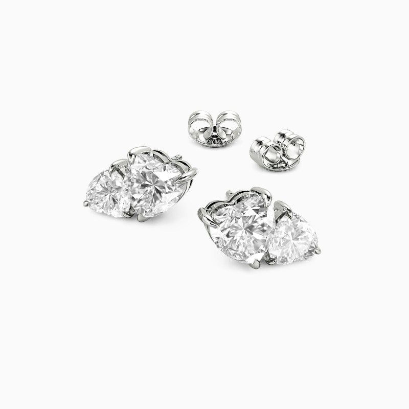 "Better Half" Heart Cut Toi Et Moi Stud Earrings