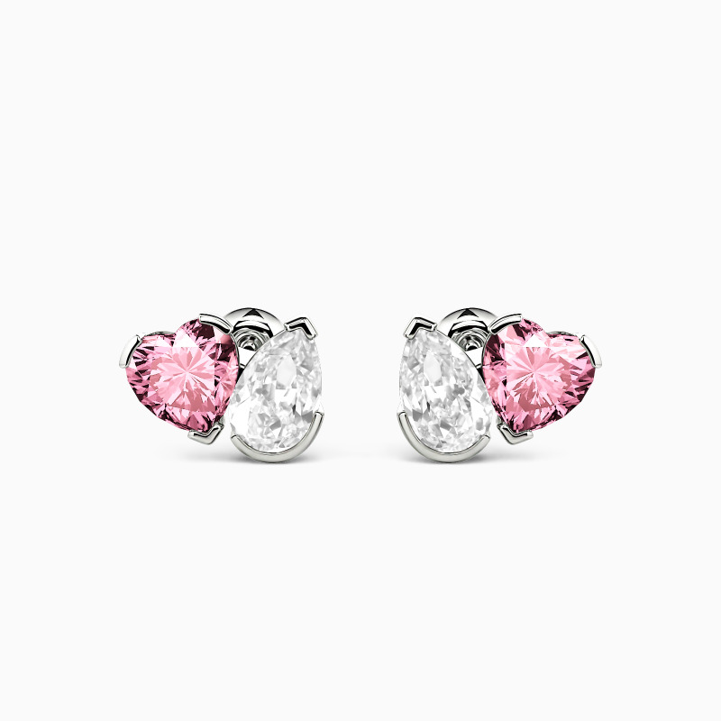 "Twin Twinkle" Pear Cut Toi Et Moi Stud Earrings
