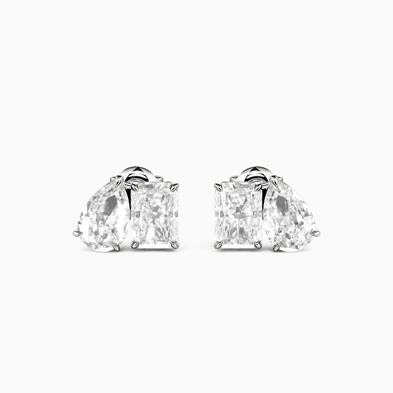 "Lovey Dovey" Radiant Cut Toi Et Moi Stud Earrings