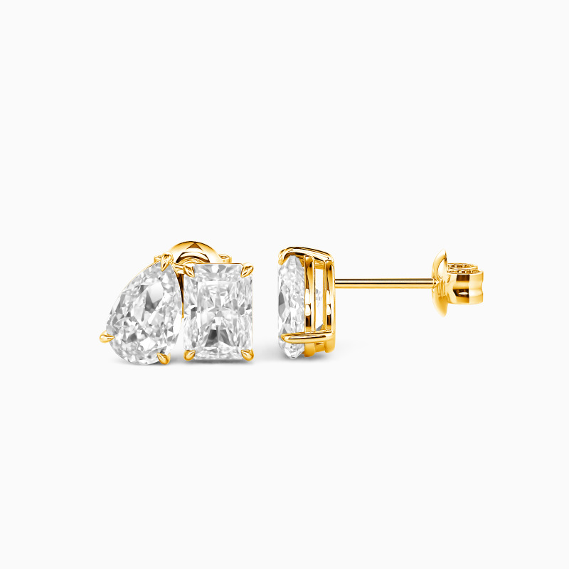 "Lovey Dovey" Radiant Cut Toi Et Moi Stud Earrings