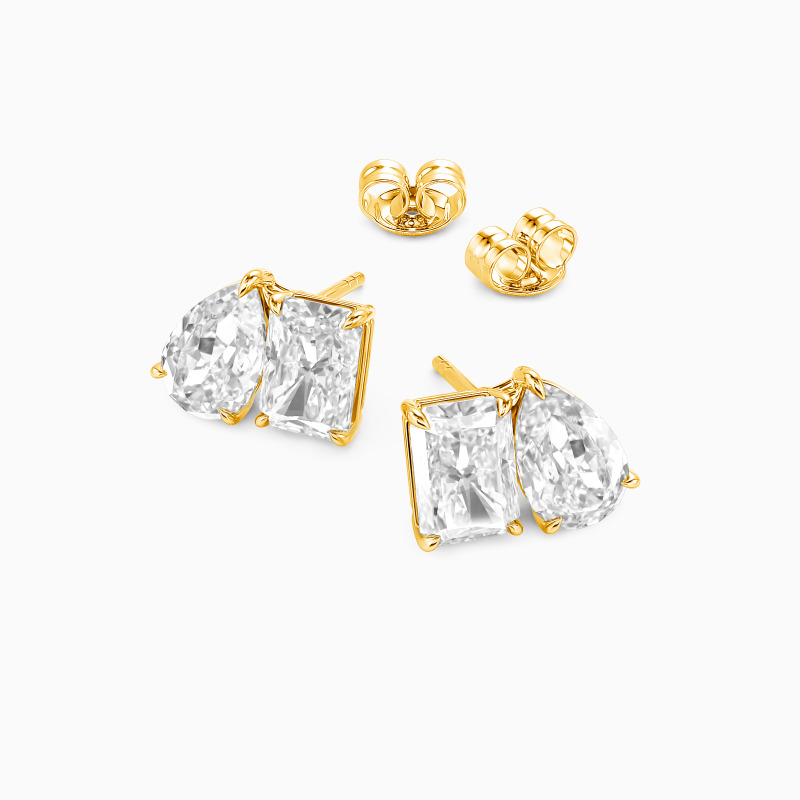 "Lovey Dovey" Radiant Cut Toi Et Moi Stud Earrings