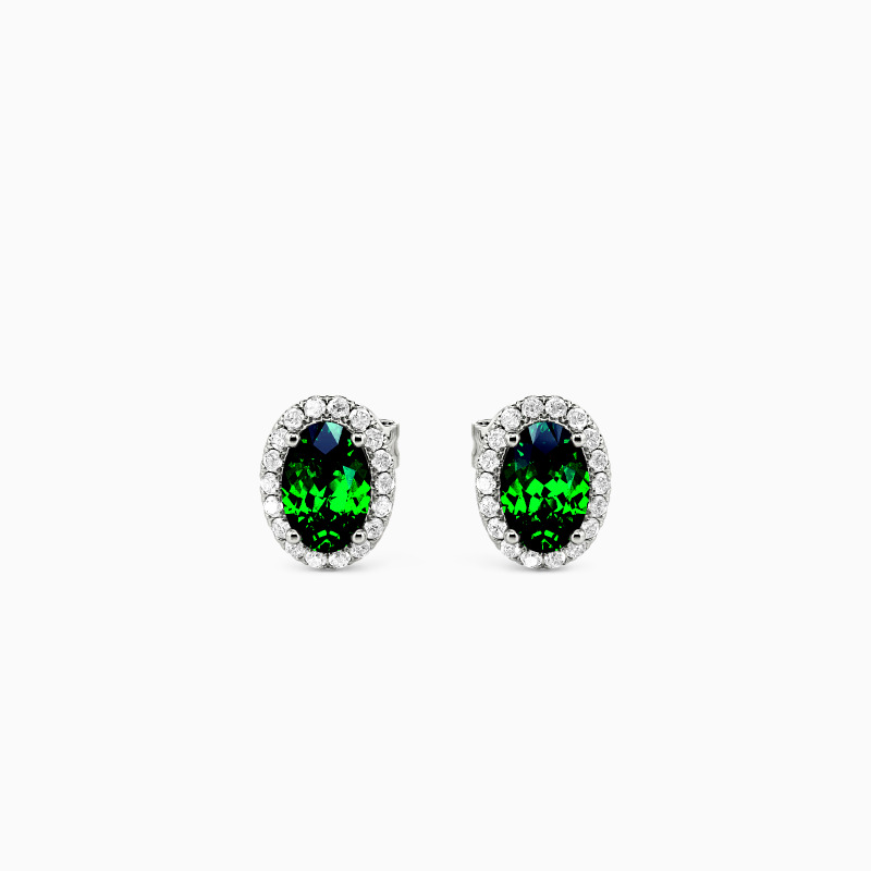 "Luminous Aura" Oval Cut Halo Stud Earrings
