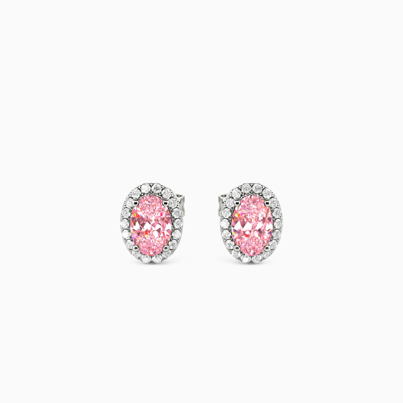 "Luminous Aura" Oval Cut Halo Stud Earrings