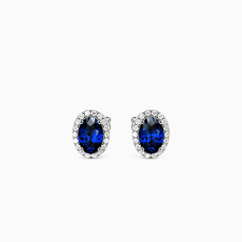"Luminous Aura" Oval Cut Halo Stud Earrings