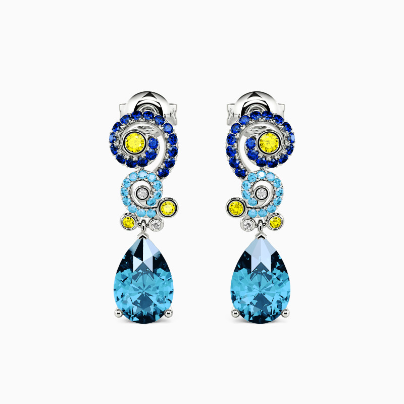 "Shining Night" Twist Pear Cut Drop Earrings