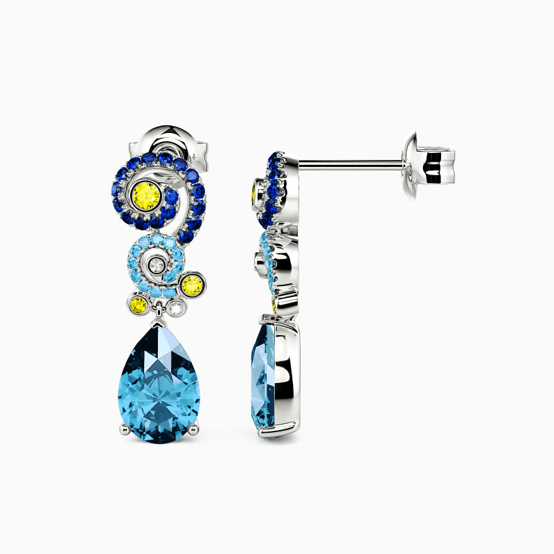 "Shining Night" Twist Pear Cut Drop Earrings