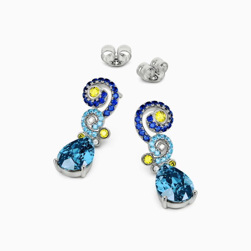 "Shining Night" Twist Pear Cut Drop Earrings