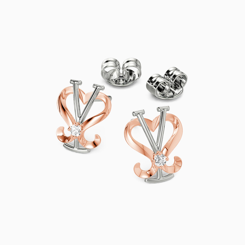 "Love Symbol" Round Cut Stud Earrings
