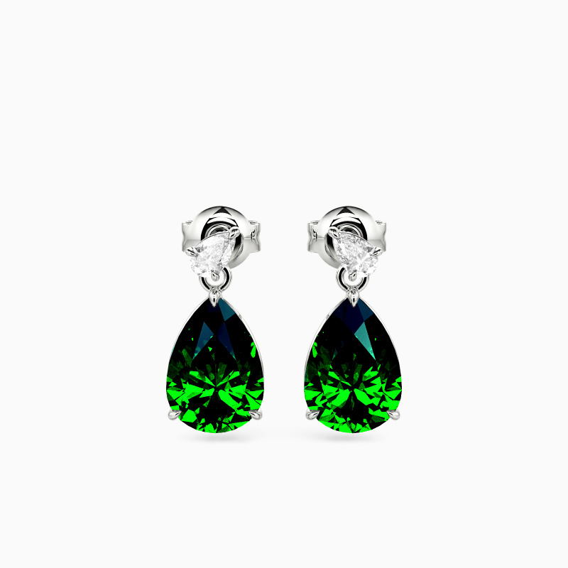 "Whispering Rain" Pear Cut Toi Et Moi Drop Earrings