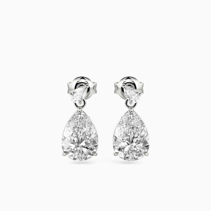 "Whispering Rain" Pear Cut Toi Et Moi Drop Earrings
