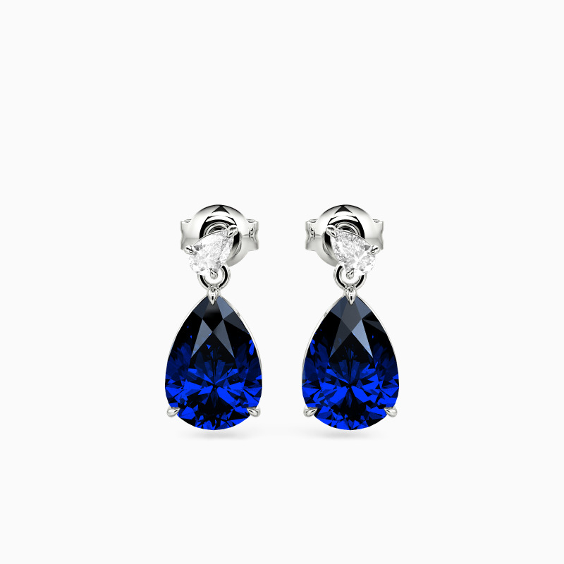 "Whispering Rain" Pear Cut Toi Et Moi Drop Earrings