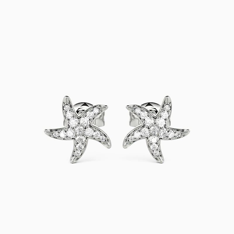 "Starfish" Round Cut Stud Earrings