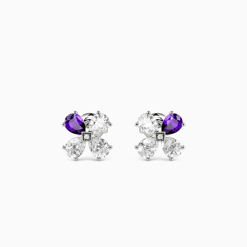 "Petal Kiss" Pear-Shaped Floral Stud Earrings