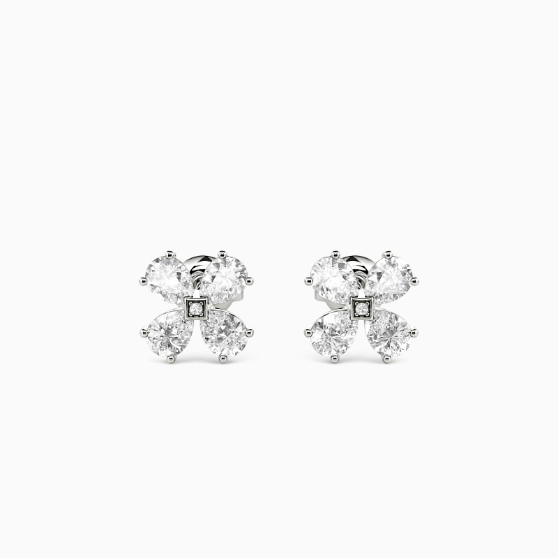 "Petal Kiss" Pear-Shaped Floral Stud Earrings