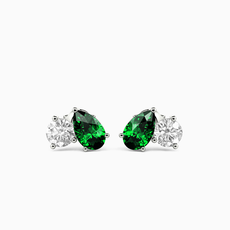 "Nova & Luna" Pear Cut Toi Et Moi Stud Earrings