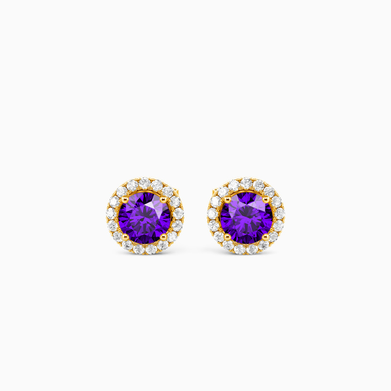 "Parallel Hours" Round Cut Halo Stud Earrings
