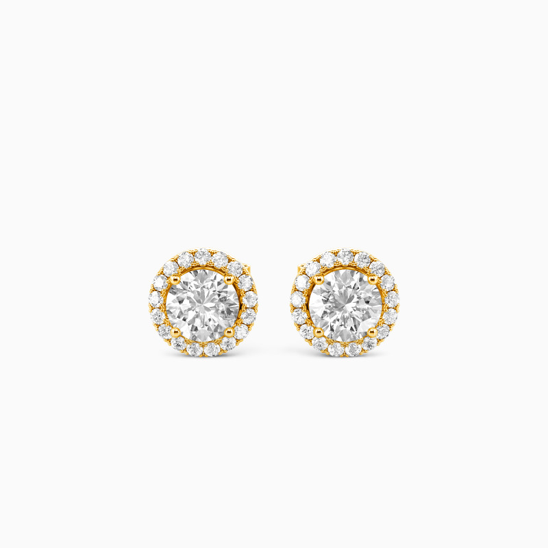 "Parallel Hours" Round Cut Halo Stud Earrings