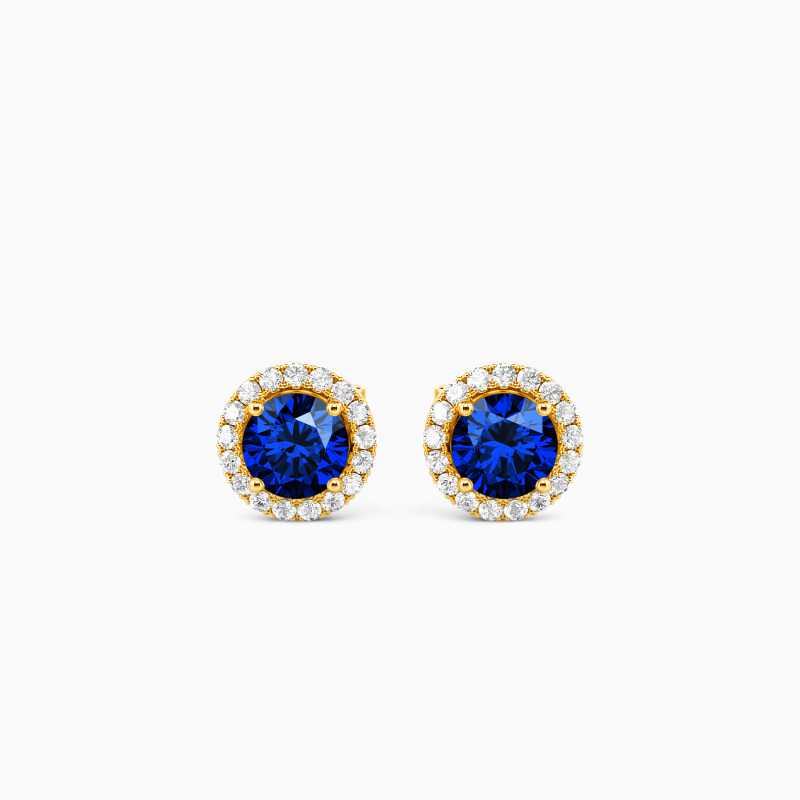 "Parallel Hours" Round Cut Halo Stud Earrings