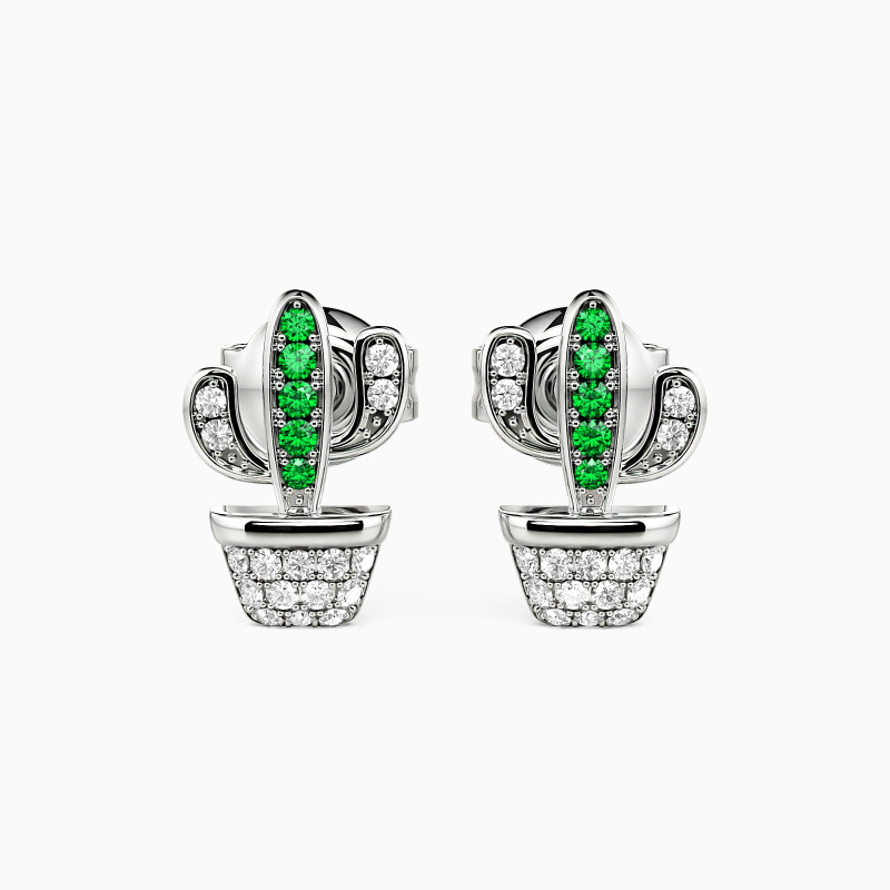 "Love Never Withers" Cactus Round Cut Stud Earrings