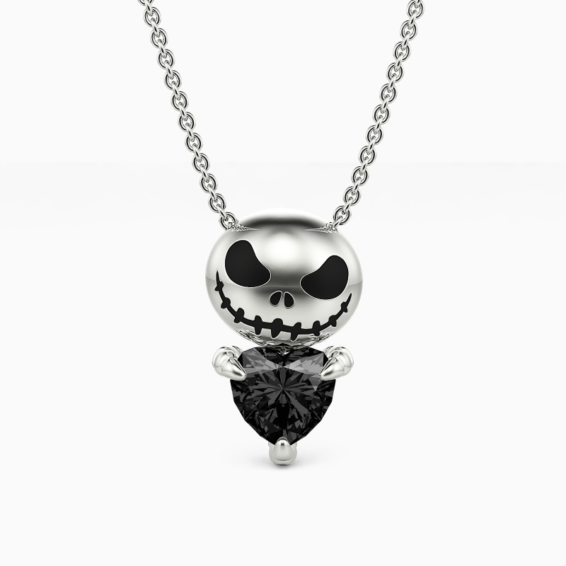 "Skeleton's Embrace" Heart Cut Skull Necklace