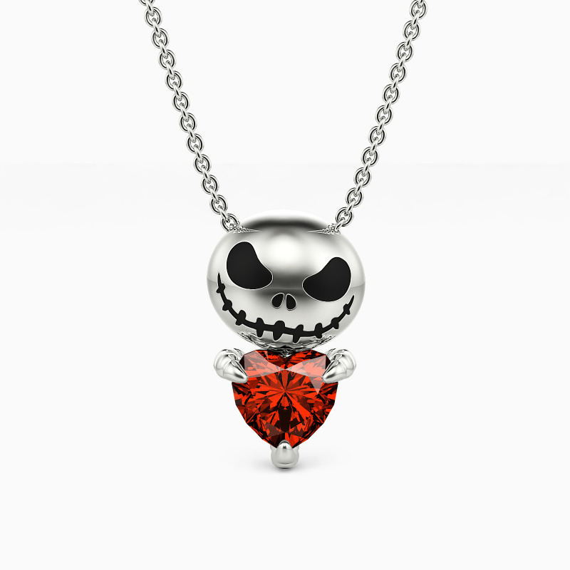 "Skeleton's Embrace" Heart Cut Skull Necklace