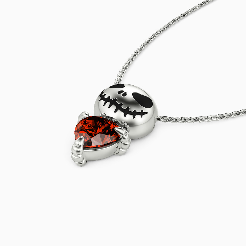"Skeleton's Embrace" Heart Cut Skull Necklace