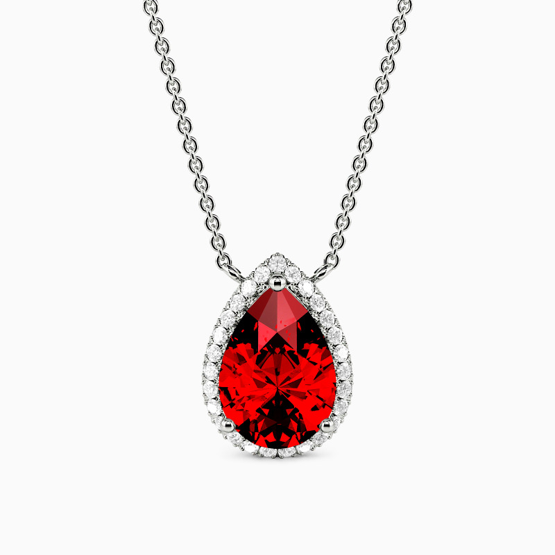 "Tear of Stardust" Pear Cut Halo Necklace