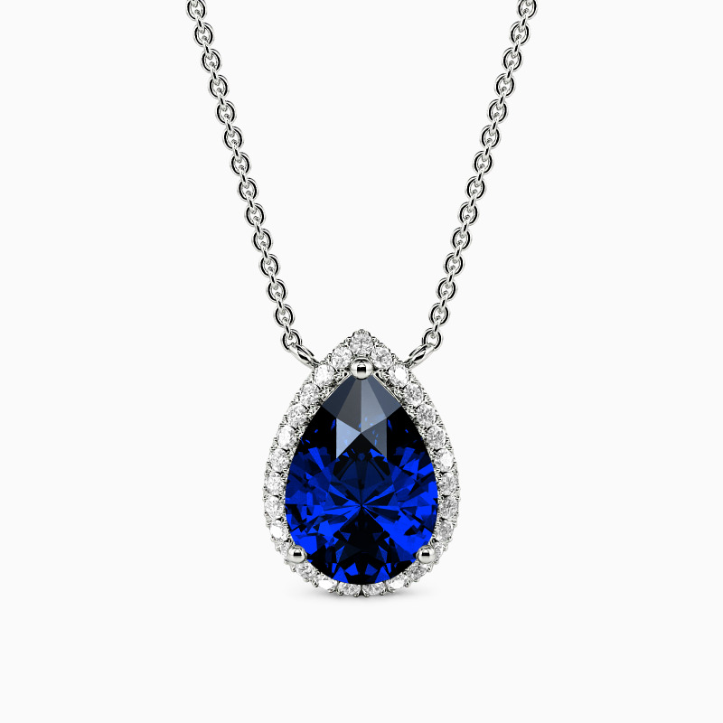 "Tear of Stardust" Pear Cut Halo Necklace