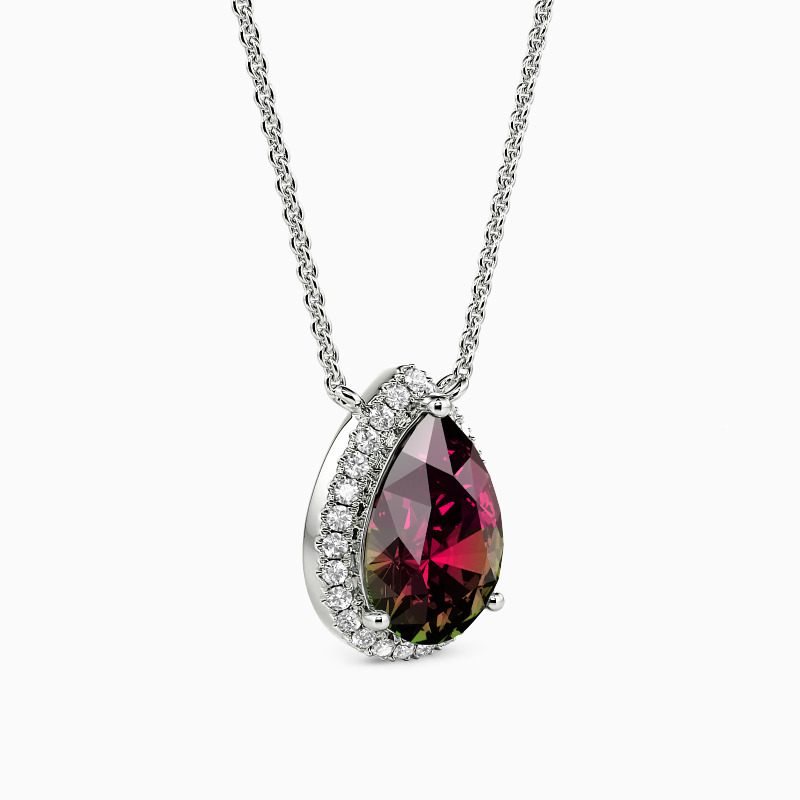 "Tear of Stardust" Pear Cut Halo Necklace