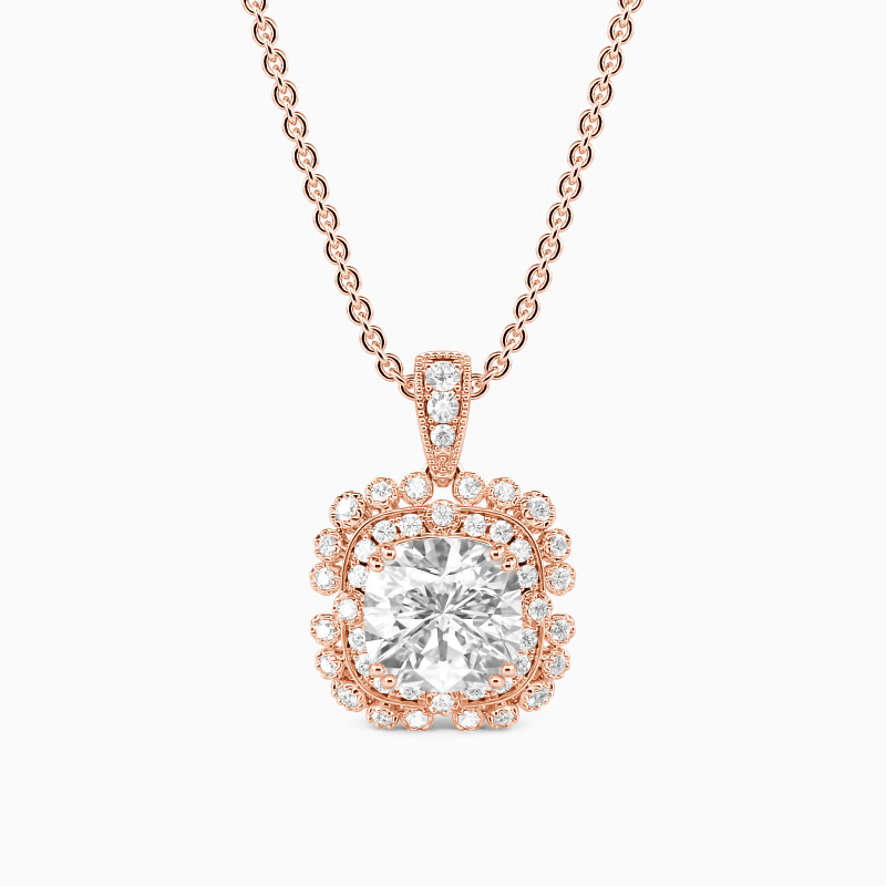 "To Meet The Best" Cushion Cut Halo Necklace
