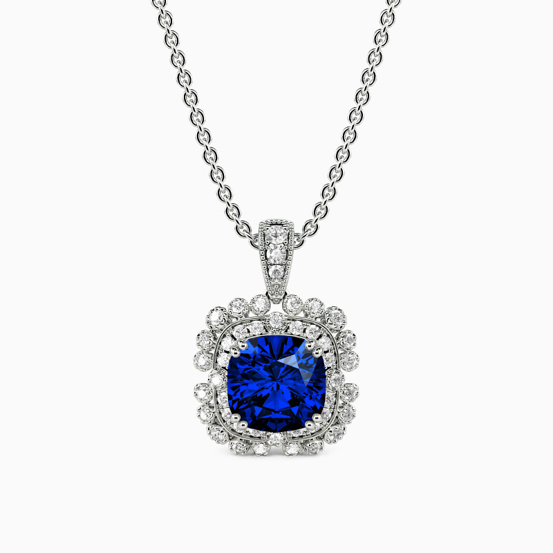 "To Meet The Best" Cushion Cut Halo Necklace