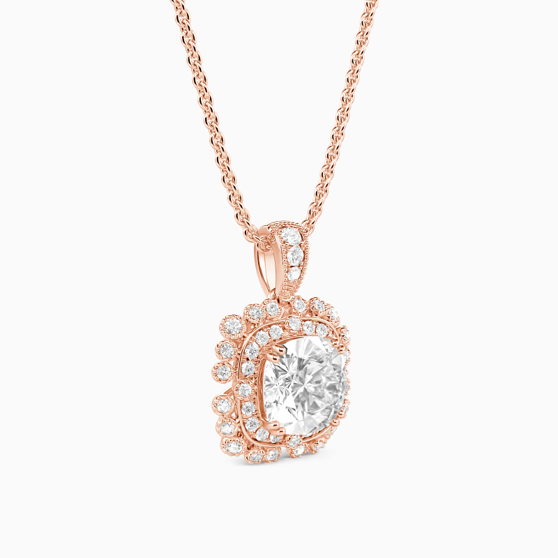 "To Meet The Best" Cushion Cut Halo Necklace