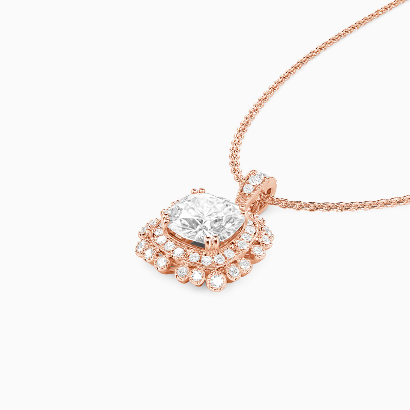 "To Meet The Best" Cushion Cut Halo Necklace
