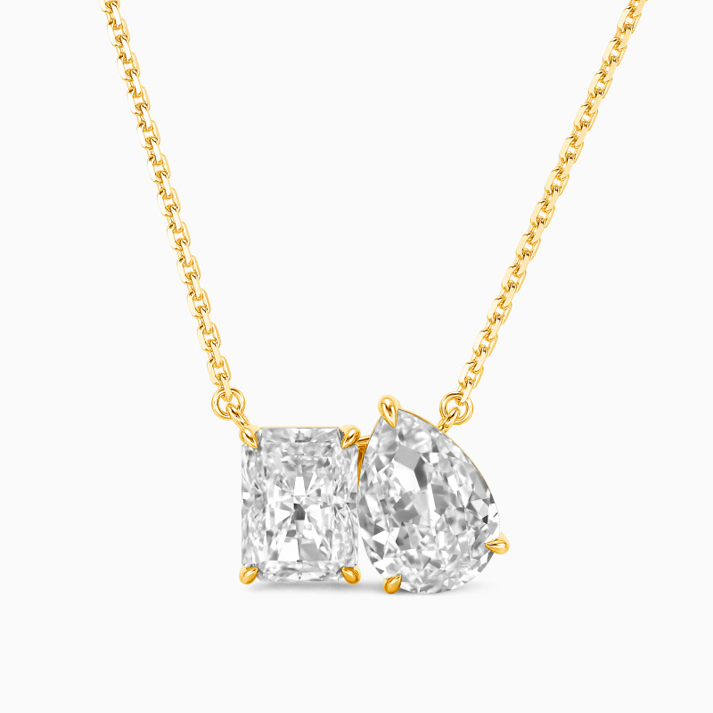 "Pair Poem" Radiant Cut Toi Et Moi Necklace