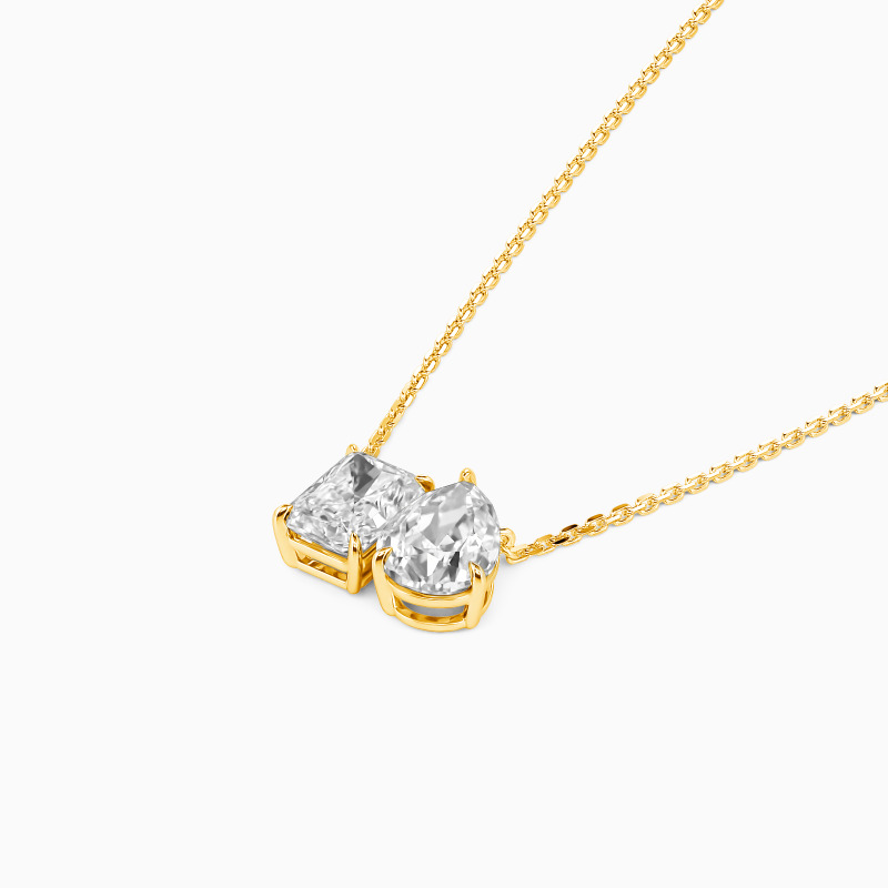 "Pair Poem" Radiant Cut Toi Et Moi Necklace