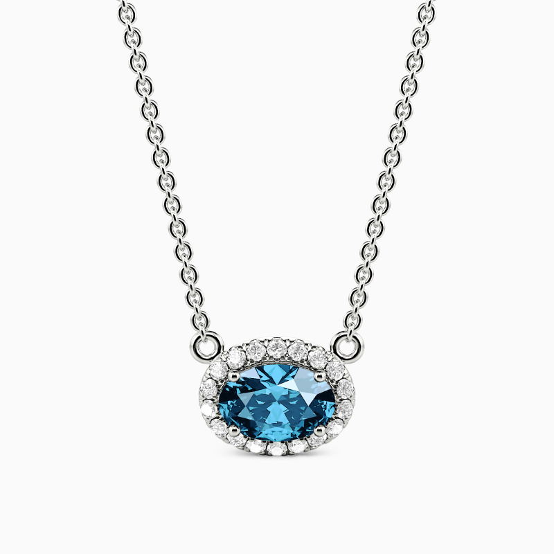 "Morning Dew" Oval Cut Halo Necklace