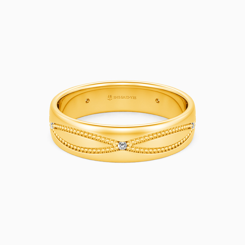 "Promesse d'avenir" Motif vague Bague de mariage pour homme